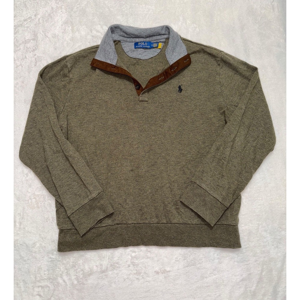 Polo Ralph Lauren Men's 1/4 Zip Pullover Sweater Green Heather Size Medium